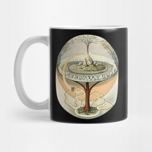 Surreal Collage of a World, Flat Earth, Tree of Life Mug